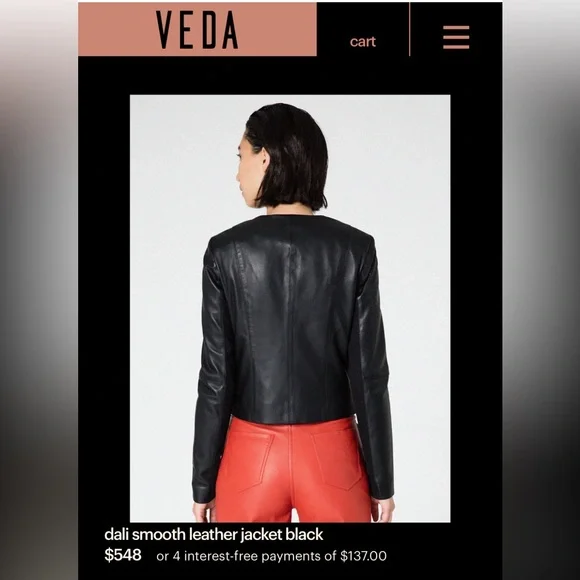 VEDA dali smooth leather jacket black - Picture 4 of 14